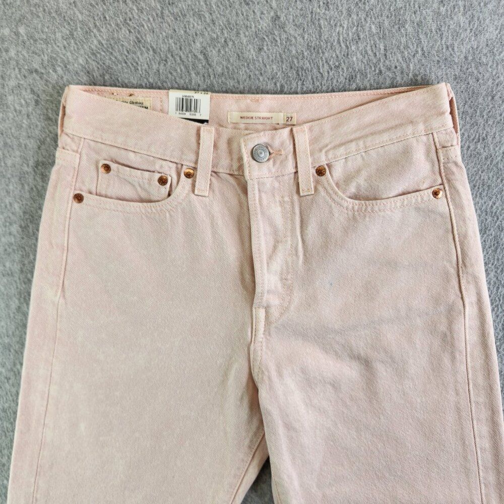 Levis Jeans Womens 27 Pink Wedgie Straight Acid Wash Button Fly Premium Denim - Picture 2 of 16
